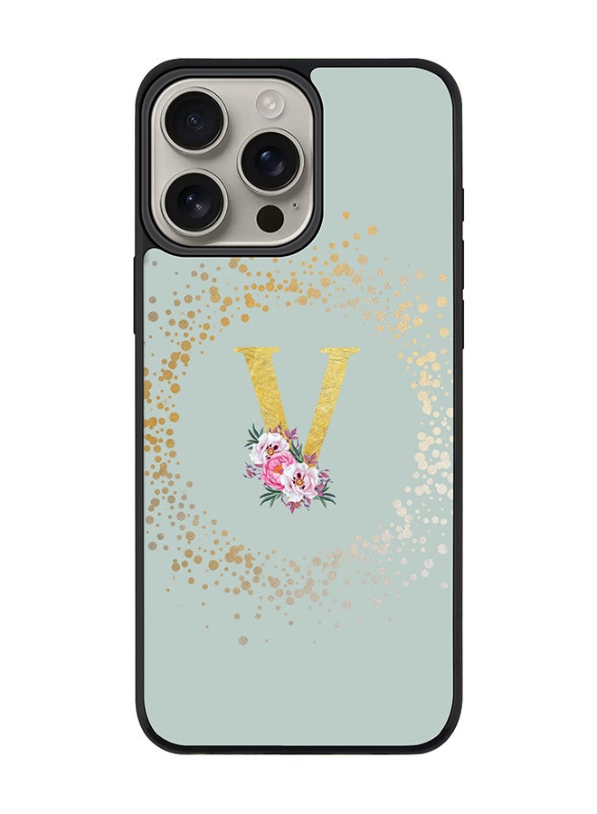 Stylizedd For iPhone 16 Pro Max Case [Compatible with MagSafe] Slim Magnetic cover Phone Case iPhone 16 Pro Max -Custom Monogram Floral - V (Light Grey ) - Image 1