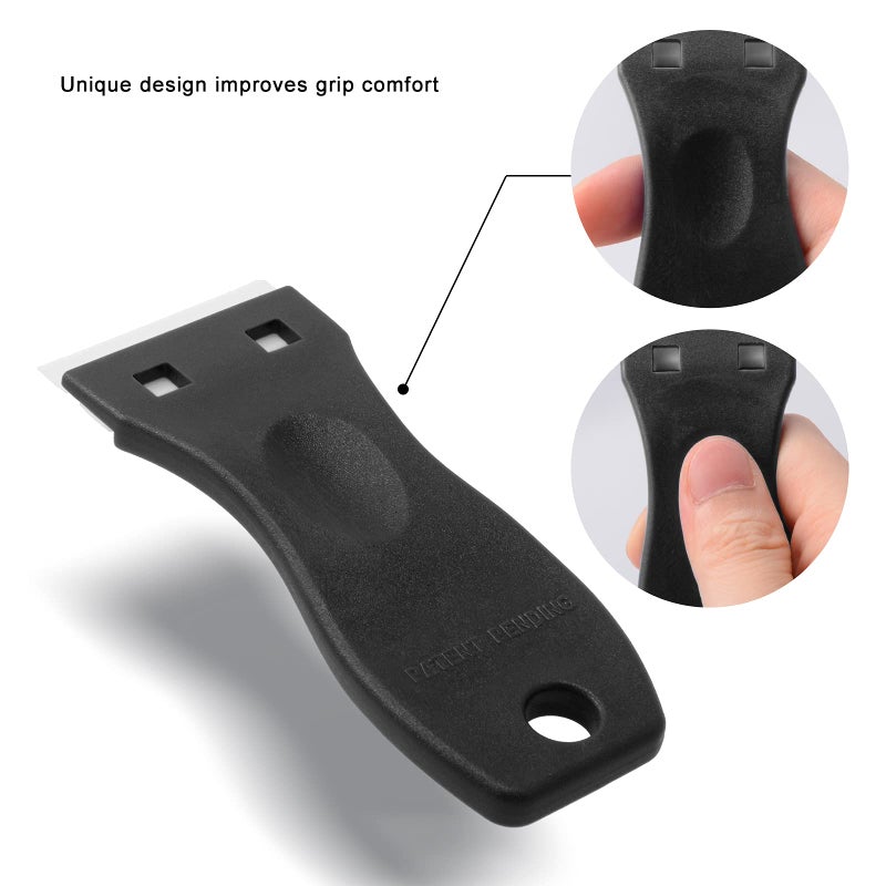 FOSHIO FOSHIO 2PCS Plastic Razor Blade Scraper Tool and 100PCS Plastic Blades for Gasket Remover, Sticker Remover, Labels Decal and Adhesive Remover for Windows and Glass (Dark Black)  - Image 4