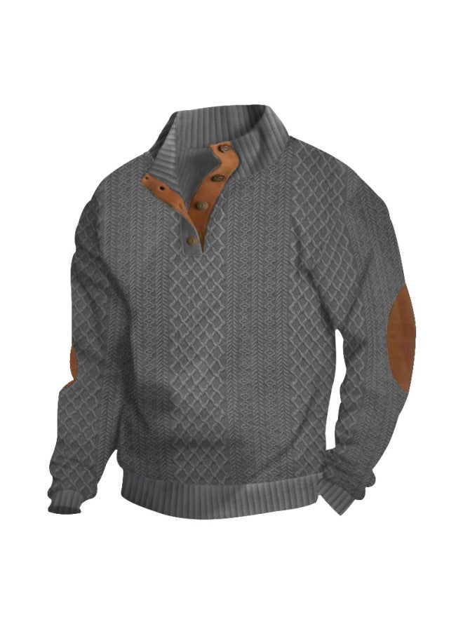 SPRING And Autumn Men's European Size Hot Men's Stand Collar Long Sleeve Casual Outdoor Sweatshirt Jacquard Sweater - Image 1