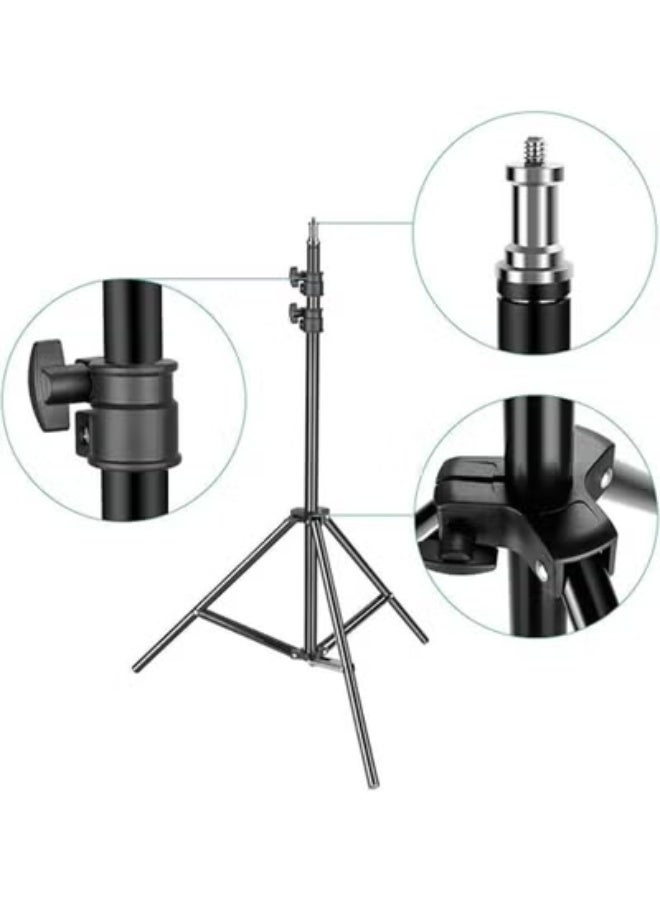 Heavy-Duty 7ft Light Stand with Phone Holder & Bluetooth Remote – Ideal for Ring Light, Flash, Reflector & Studio Photography Setup - Image 1