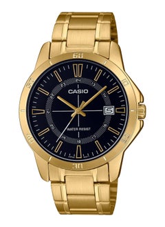 Men's Quartz Black Dial Gold Stainless Steel Watch MTP-V004G-1CUDF