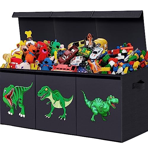ANNKIE Extra Large Toy Box Collapsible Sturdy Toy Storage Organizer with Lids Dinosaur Toy Boxes for Boys Girls 406x 14x165 Kids Toy Chest Bin Box Baskets for Living Room Playroom Bedroom Nursery