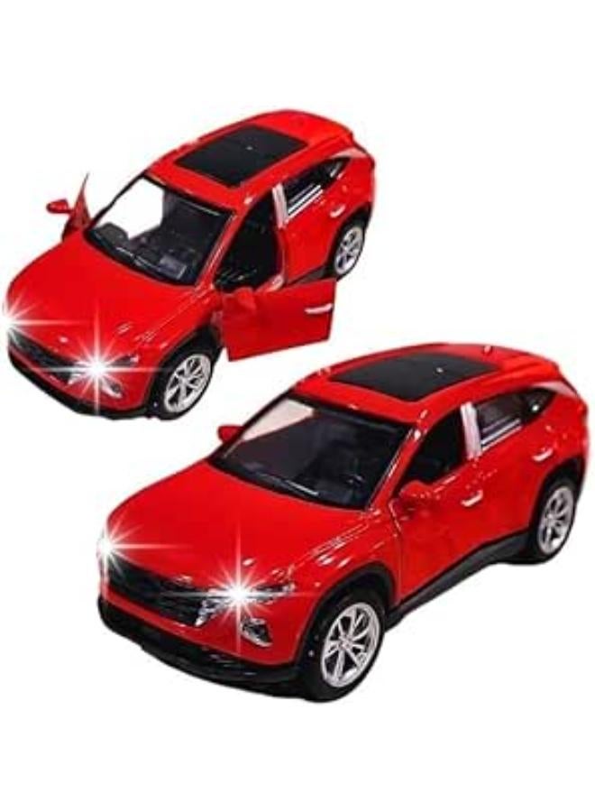 Tucson SUV Die cast 1:36 Scale Model With Lights and Sound – Alloy Children’s Sports Model Car Die-Cast Metal Toy Hyundaaii Car – Front Doors Open red