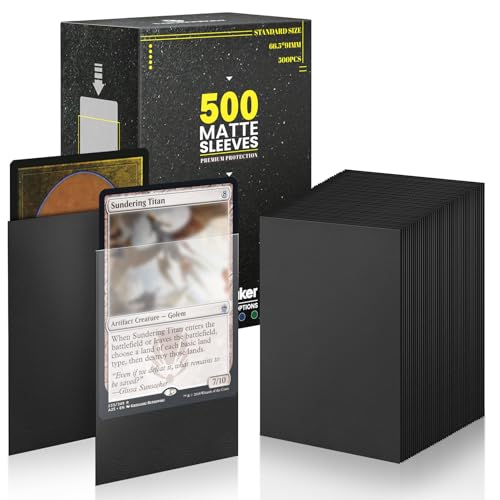 Fabmaker Standard Black Card Sleeves 500 Pack Compatible with MTG Card Sleeves Matte Back Finish Perfect Shuffling Protect All Your Trading Cards Sports Cards Never Tear 66x91mm - Image 1