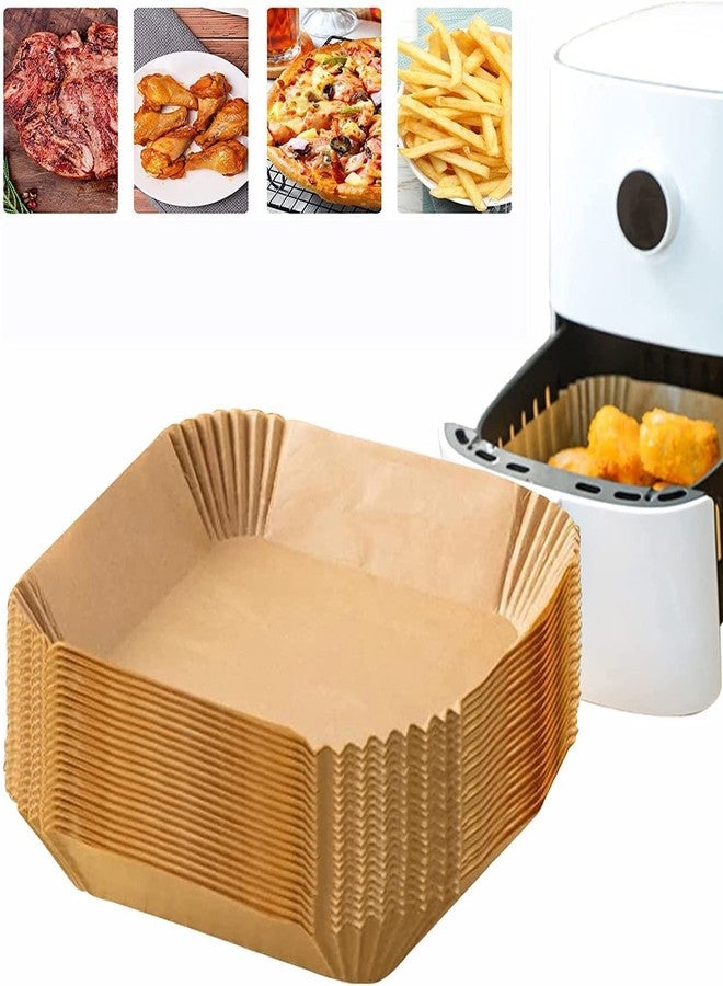 WebWares Air Fryer Disposable Paper Liner Disposable air Fryer Paper, Roasting, Frying, Baking and Microwave, Oil Proof Parchment Paper (Brown Square 100pic Paper) - Image 1