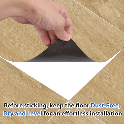 AKOLAFE 40 Sheet Vinyl Flooring 12x12 Peel and Stick Floor Tile Waterproof Clearance Vinyl Floor Tiles Light Wood Self Adhesive Floor Tiles Sticky Laminate Flooring for Bathroom Kitchen Basement RV - Image 5