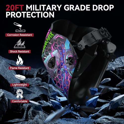 ARCCAPTAIN Large Viewing Screen Welding Helmet, 1/1/1/1 Top Optical Clarity Auto Darkening Welding Hood, 4 Arc Sensor 1/25000s Response Time True Color Weld Hood Helmet HSH-S800 Cyberpunk - Image 2