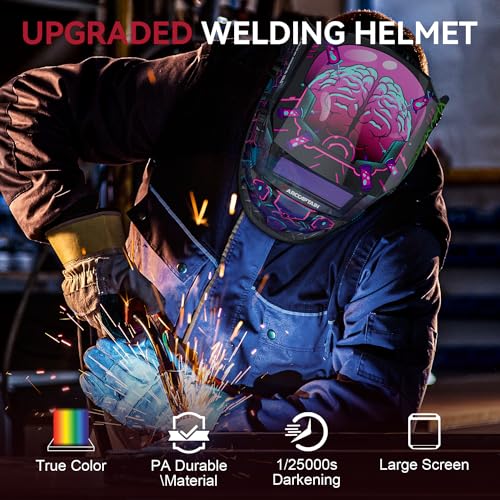 ARCCAPTAIN Large Viewing Screen Welding Helmet, 1/1/1/1 Top Optical Clarity Auto Darkening Welding Hood, 4 Arc Sensor 1/25000s Response Time True Color Weld Hood Helmet HSH-S800 Cyberpunk - Image 4