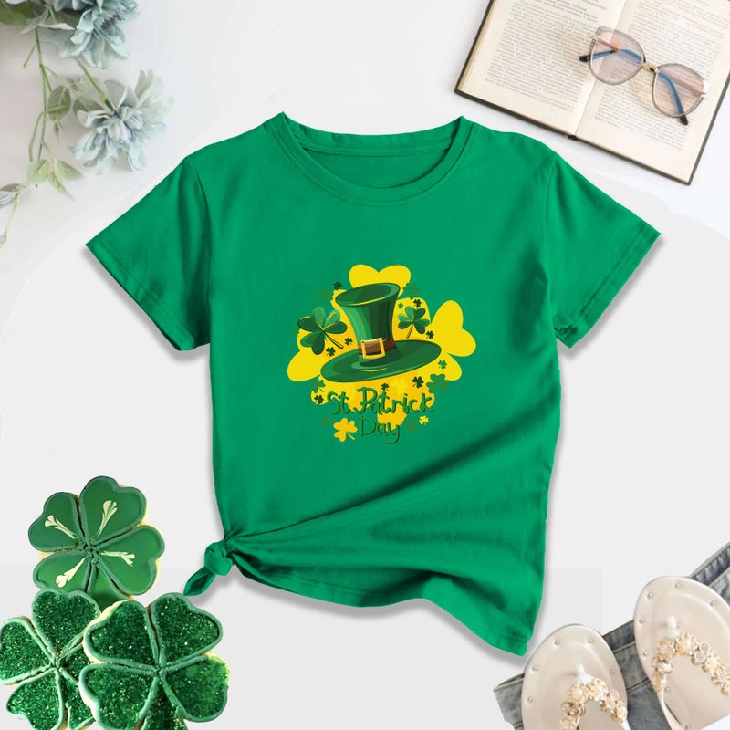 Cross-border St. Patrick's Day New Clover Love Print Men's and Women's Irish Short-sleeved T-shirt - Image 2
