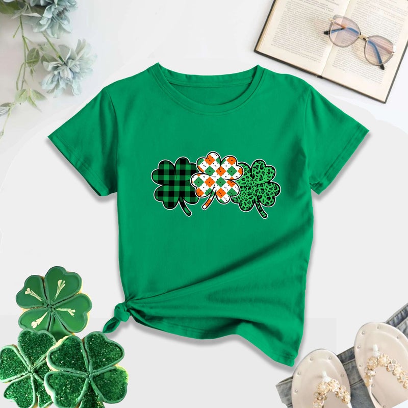 Cross-border St. Patrick's Day New Clover Love Print Men's and Women's Irish Short-sleeved T-shirt - Image 4