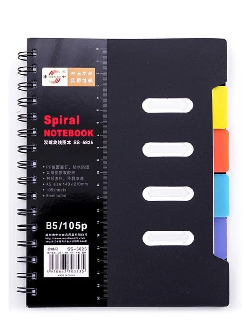 ECVV Spiral Lined B5 Notebook Loose-leaf Business Memo Notepad Sketchbook for School/Office, Diary Journal Subjects Notebook for /Kids, 105 Sheets/210 Pages  - Image 1