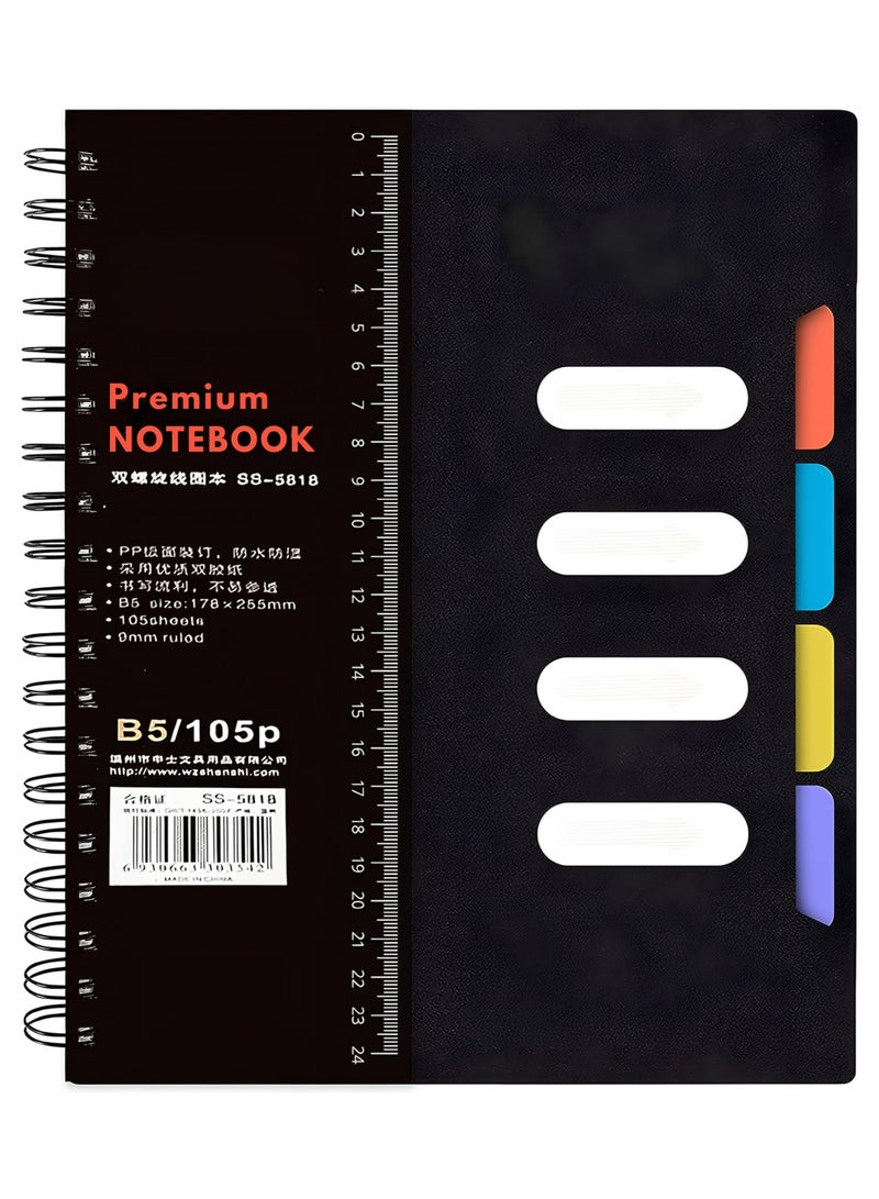 ECVV Spiral Lined B5 Notebook Loose-leaf Business Memo Notepad Sketchbook for School/Office, Diary Journal Subjects Notebook for /Kids, 105 Sheets/210 Pages - Image 1