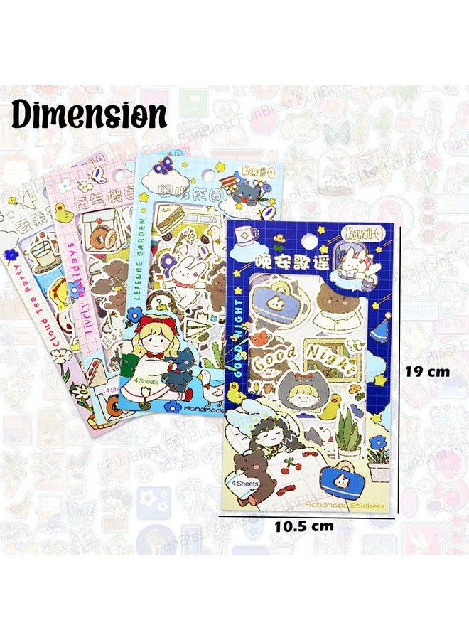 FunBlast Kawaii Stickers Set - 16 Sheet (100+ Pcs) DIY 3D Stickers for Girls, Aesthetic Sticker, Stickers for Journaling, Scrapbooking, Cute Stickers Set (YoYoTown-4X4=16Sheet) - Image 2