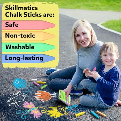 Skillmatics Sidewalk Chalk Activity Kit - Creative Outdoor Fun with 18 Washable Chalk Sticks, 15 Activities & Games for Kids, Gifts for Boys & Girls Ages 3, 4, 5, 6, 7, 8, 9, 10 - Image 4