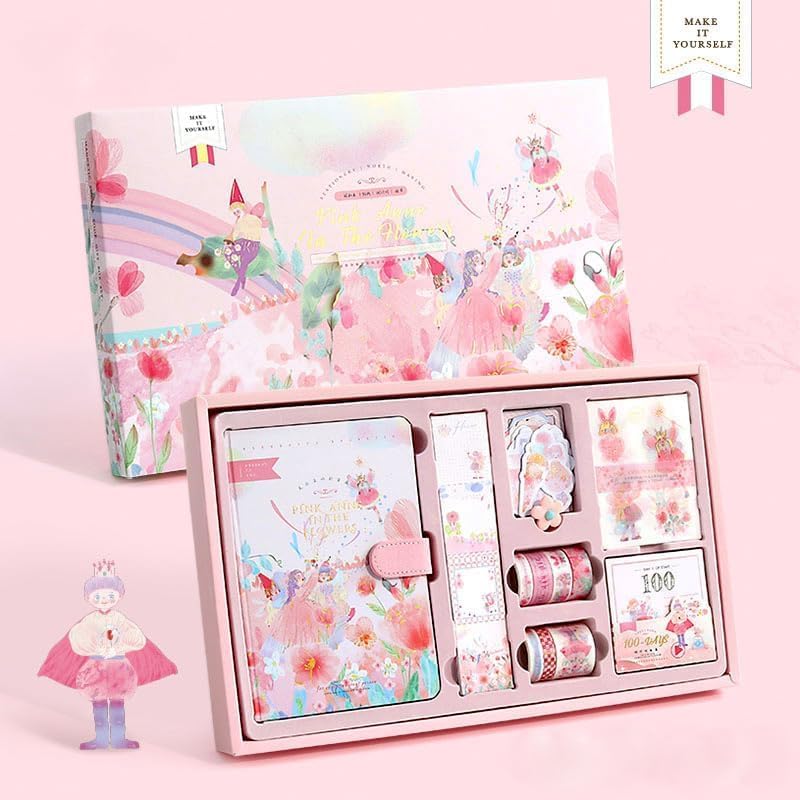CESITRA Journal Scrapbook Kit | Vintage Aesthetic Scrapbook Kit | Journal Supplies with Scrapbooking Paper Birthday Craft Gift | Scrapbook for Kids Girl (Pink Anne Scrapbook) - Image 2