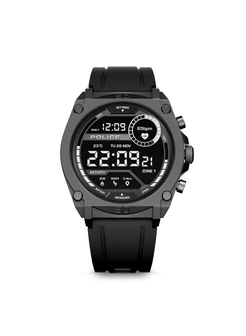 بوليس My Avatar IP Gun Alloy Case Black Silicone Strap Gents Smartwatch with Amoled Glass IP68 - 45mm