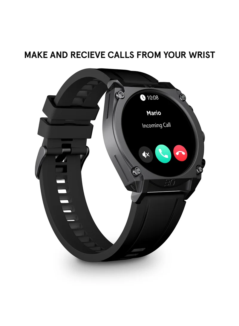 بوليس My Avatar IP Gun Alloy Case Black Silicone Strap Gents Smartwatch with Amoled Glass IP68 - 45mm