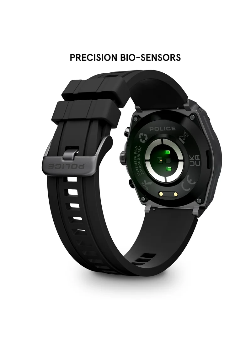 POLICE My Avatar IP Gun Alloy Case Black Silicone Strap Gents Smartwatch with Amoled Glass IP68 - 45mm