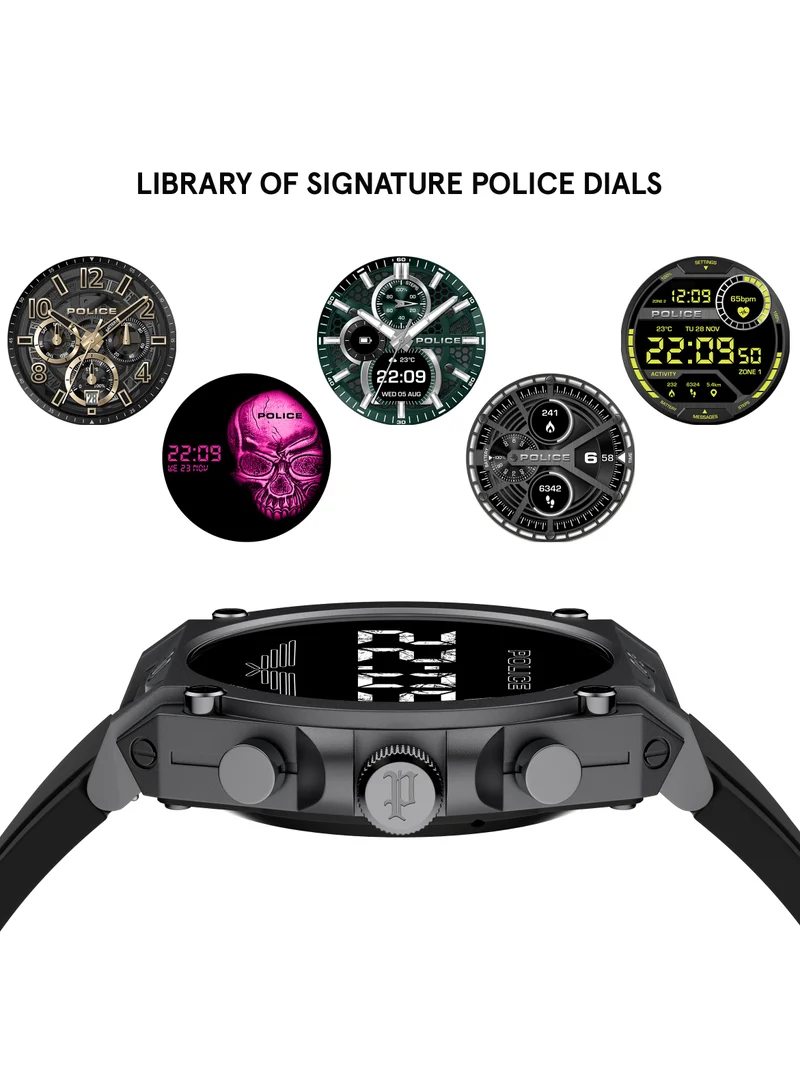 POLICE My Avatar IP Gun Alloy Case Black Silicone Strap Gents Smartwatch with Amoled Glass IP68 - 45mm