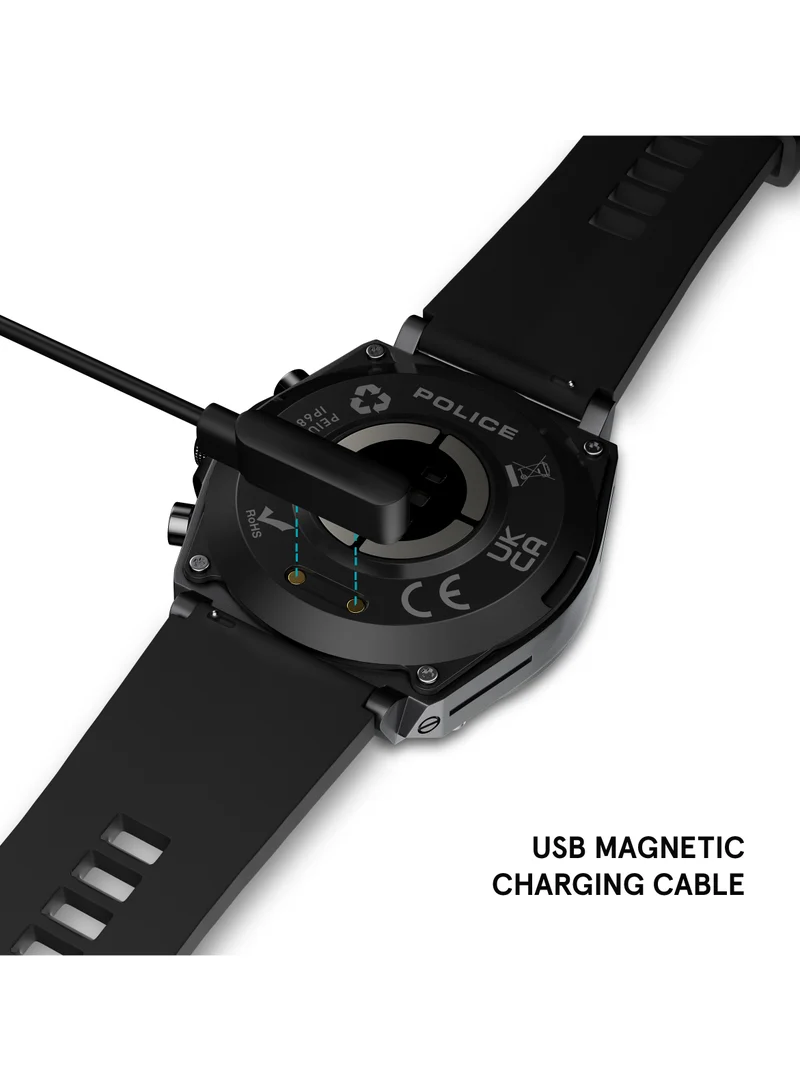 POLICE My Avatar IP Gun Alloy Case Black Silicone Strap Gents Smartwatch with Amoled Glass IP68 - 45mm