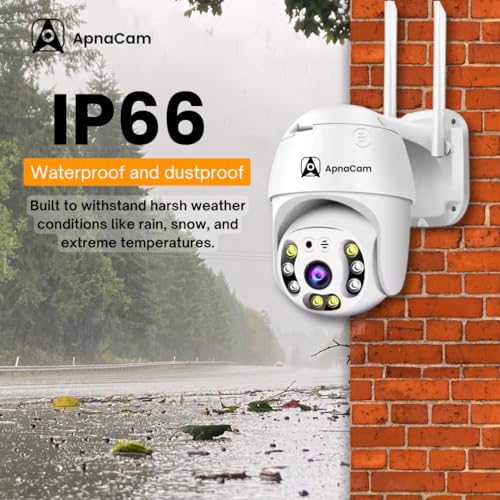 ApnaCam Smart 4MP 1080p WiFi PTZ Dome CCTV Camera | Pan-Tilt Wireless Security Camera with Two-Way Audio, Motion Detection, Color Night Vision, IP66 Waterproof, Indoor/Outdoor Surveillance - Image 5