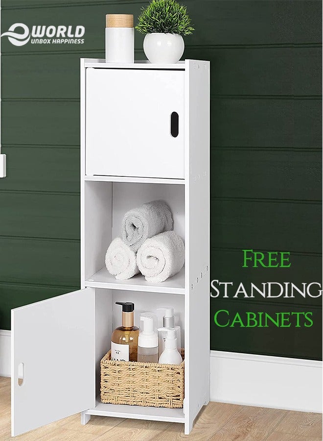 إي وورلد خزائن أثاث الحمام القائمة بذاتها من 3 مستويات مع أبواب مناسبة لغرف المعيشة وغرفة النوم - Image 1