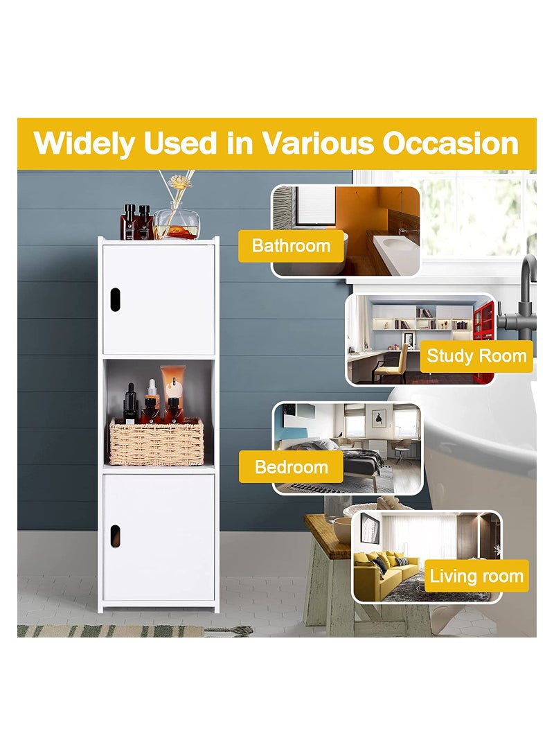 إي وورلد خزائن أثاث الحمام القائمة بذاتها من 3 مستويات مع أبواب مناسبة لغرف المعيشة وغرفة النوم - Image 4