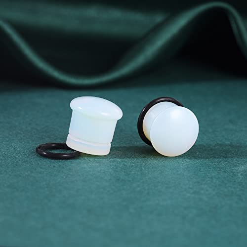 PunkTracker 6Pairs 4g-11/16” Multiple Stone Single Flared Ear Plugs with Silicone O-Ring Expander Gauges - Image 5