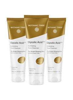 Botanic Tree Glycolic Acid Face Wash Travel Size Pack of 3 Facial Exfoliating Cleanser w 10 Glycolic Acid Organic An