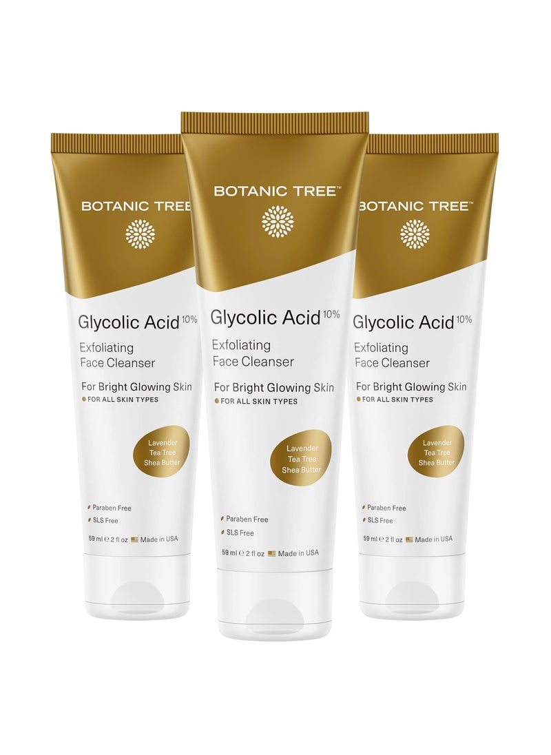 Botanic Tree - Botanic Tree Glycolic Acid Face Wash Travel Size Pack of 3 Facial Exfoliating Cleanser w 10 Glycolic Acid Organic An - Image 1