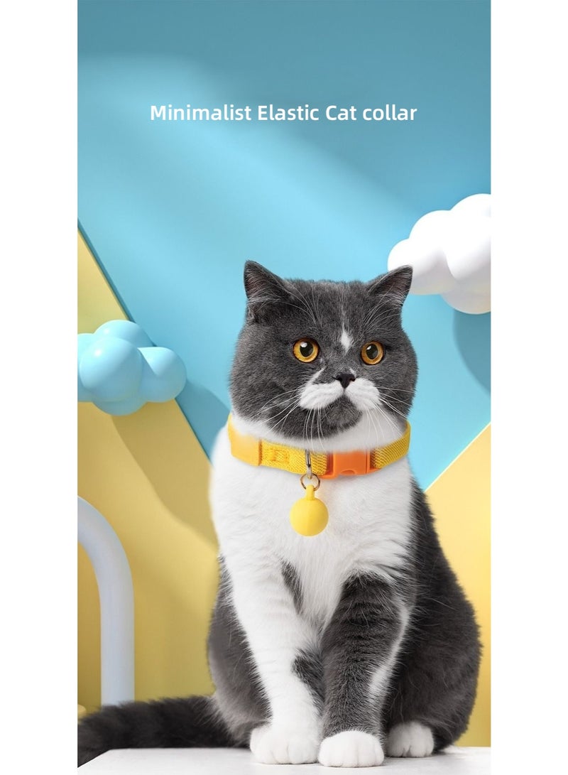 💛 طوق قطط أصفر قابل للتعديل | مشبك أمان قابل للفصل وجرس قابل للفصل | زينة كرة ماكرون | للقطط الذكور والإناث - Image 4