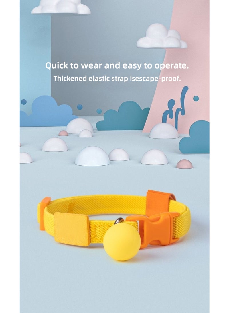 💛 طوق قطط أصفر قابل للتعديل | مشبك أمان قابل للفصل وجرس قابل للفصل | زينة كرة ماكرون | للقطط الذكور والإناث - Image 5