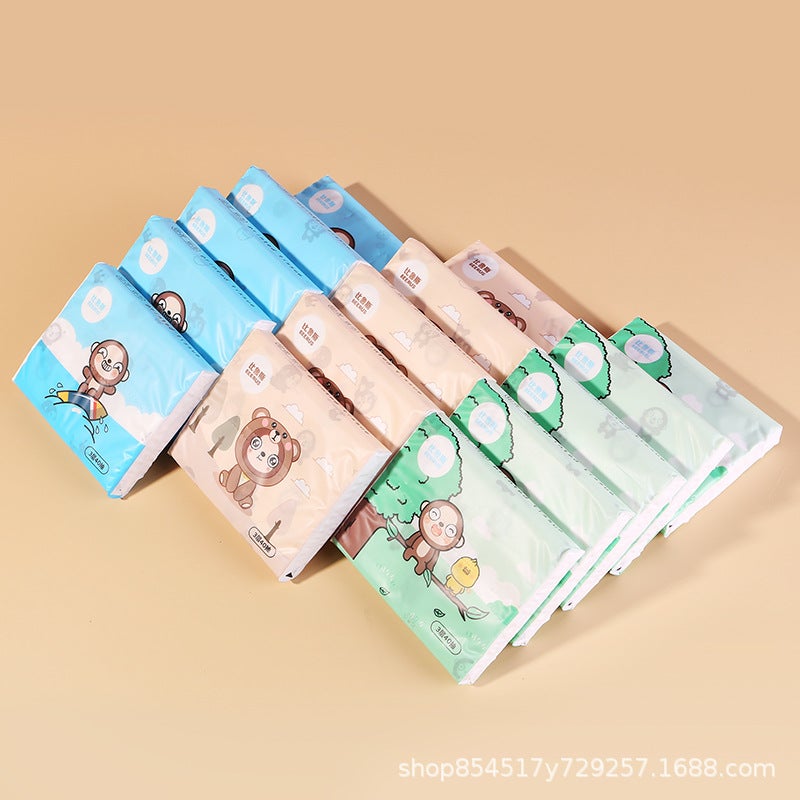 30 Pack Portable Printed Paper Towels Raw Wood Pulp Wet Water Drawable Paper Students Children Flexible Cartoon Artistic Facial Tissue - Image 1