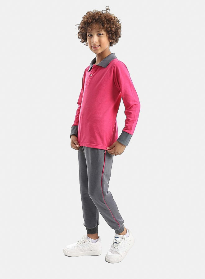 Red Circle Long Sleeve Polo Set & Pants Kids Unisex - Image 2
