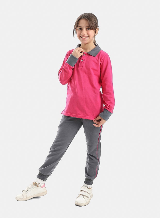 Red Circle Long Sleeve Polo Set & Pants Kids Unisex - Image 3