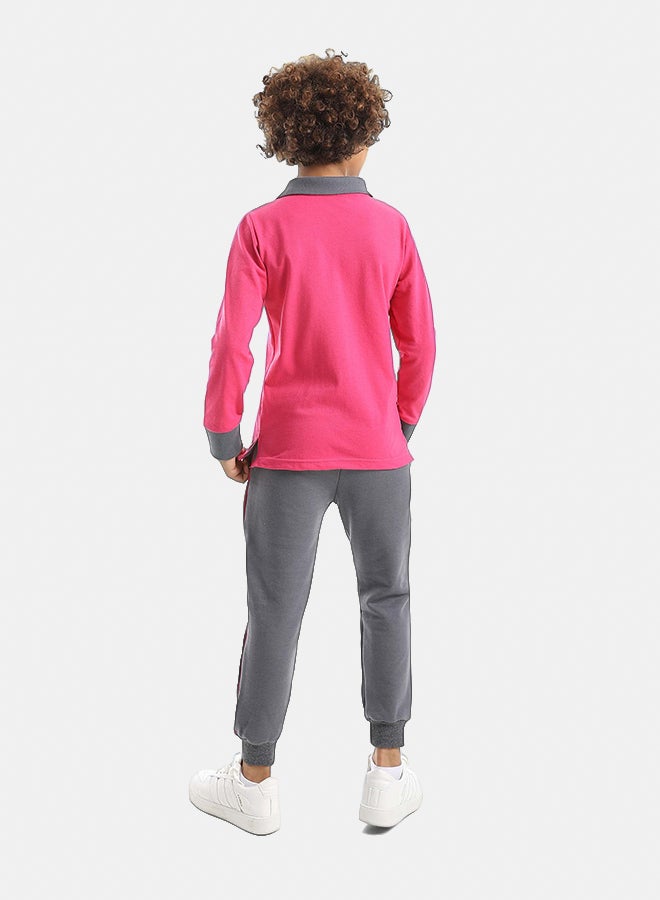 Red Circle Long Sleeve Polo Set & Pants Kids Unisex - Image 4
