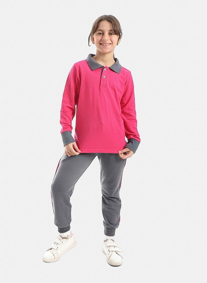 Red Circle Long Sleeve Polo Set & Pants Kids Unisex - Image 1