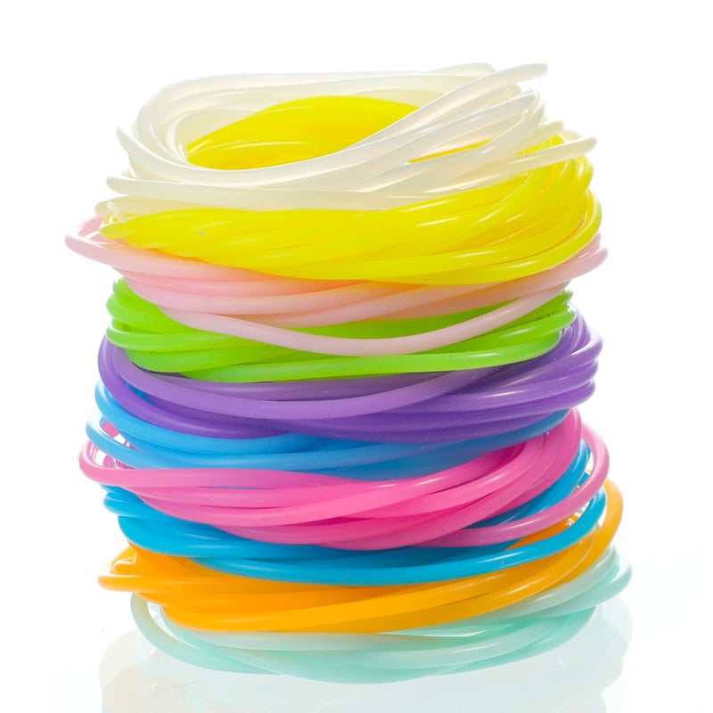 Sumind 100 Pieces Silicone Jelly Bracelets Luminescent 80s 90s Hair Ties Accessories Multicolor Rainbow Wristband Party Favor Wrist Armband Retro Band for Women Team - Image 2