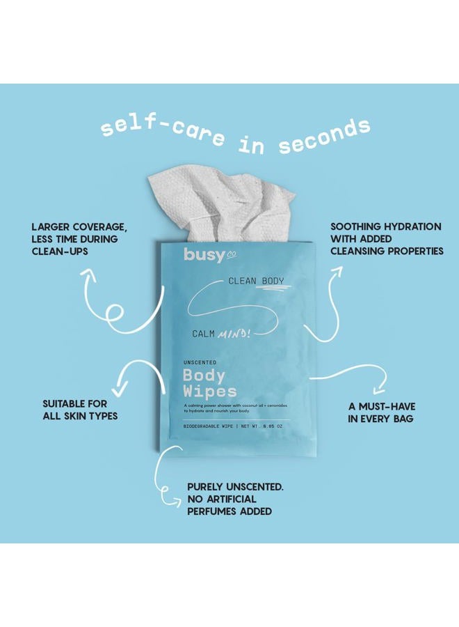 BUSYCO Calm Line Body Wipes for Women - Unscented Large Wash Wipes With Ceramides & Coconut Oil - Zero-Waste Cleansing, No Rinse Bathing for Adults - 10 ct - Image 5