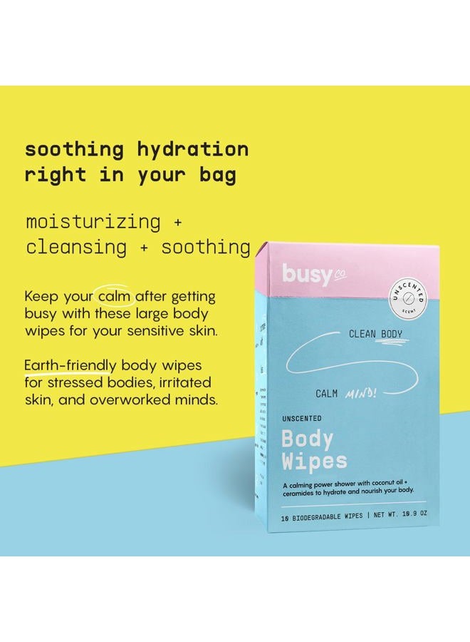 BUSYCO Calm Line Body Wipes for Women - Unscented Large Wash Wipes With Ceramides & Coconut Oil - Zero-Waste Cleansing, No Rinse Bathing for Adults - 10 ct - Image 2