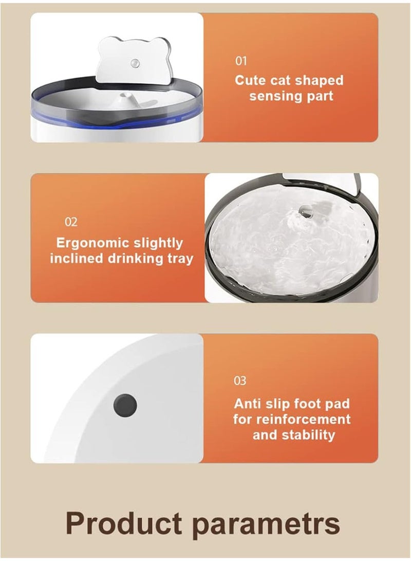 AIWANTO Automatic Cat Water Fountain with Smart Sensor – Quiet Pet Drinking Dispenser with Filter, BPA-Free, 2.2L Capacity for Cats & Small Dogs - Image 3