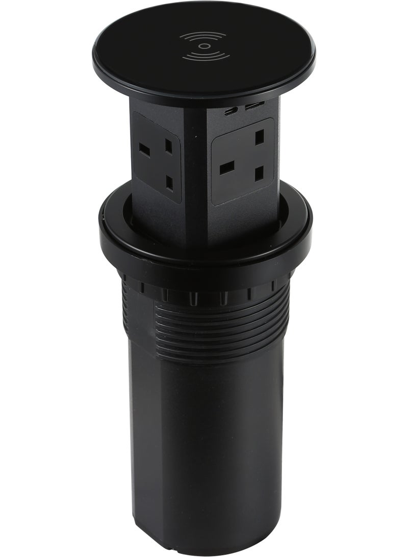 TOEFL Quad desktop socket with USB, Type-C, and wireless charging black - Image 1