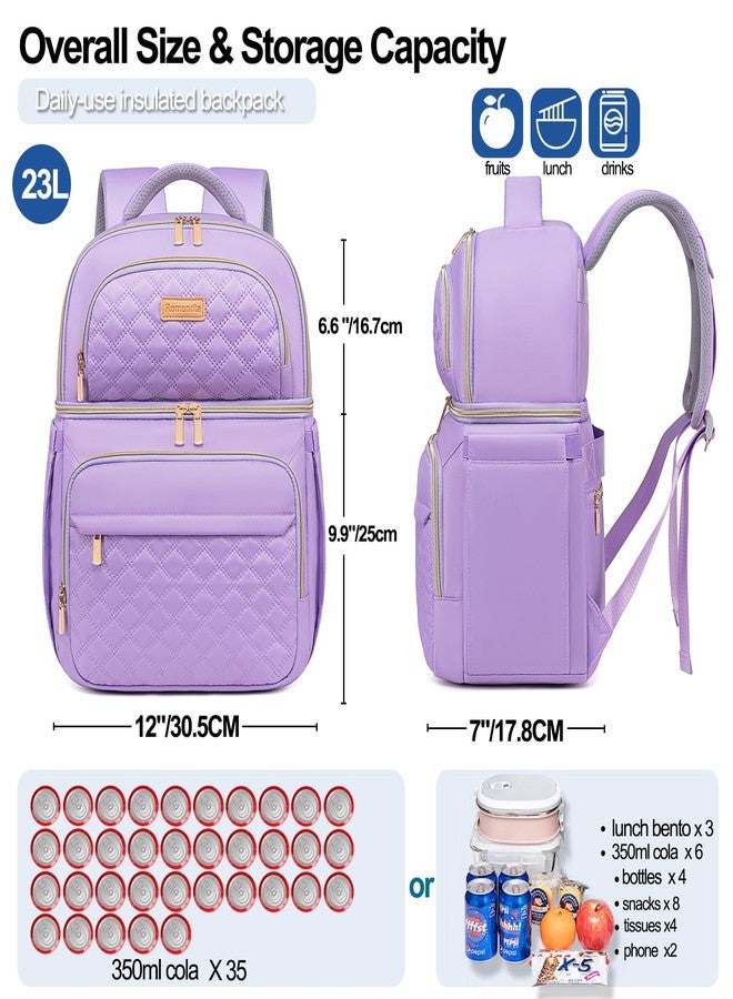 Romenrita Lunch Backpack Insulated Coolers Backpacks - Double Decker Lunch Box, Leakproof Insulated Backpack for Women Lunchbag Lunchbox Back pack Travel Cooler Bag for Picnic Beach Camping Work - Image 2