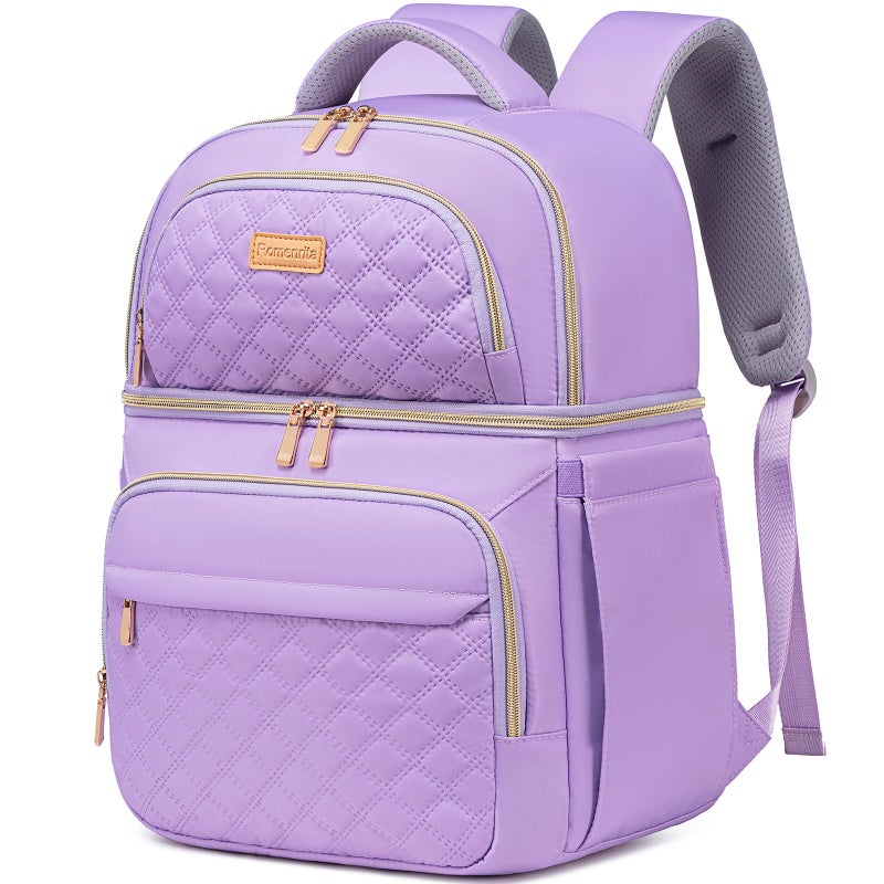 Romenrita Lunch Backpack Insulated Coolers Backpacks - Double Decker Lunch Box, Leakproof Insulated Backpack for Women Lunchbag Lunchbox Back pack Travel Cooler Bag for Picnic Beach Camping Work - Image 1