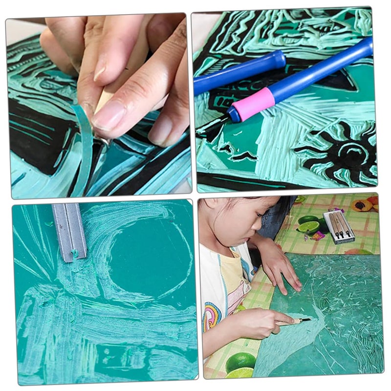 Kids Engraving Fun Set PVC Printmaking Board 15X11X0 3CM Safe Carving Sheets Educational Toy - Image 5