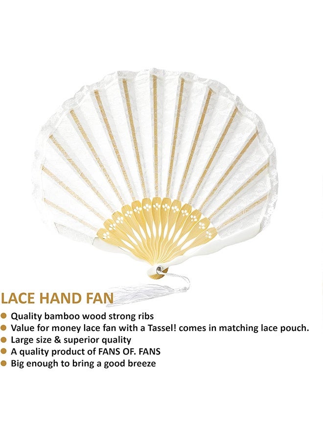 YelaJoy White Hand Fan Lace Folding Fan with Gift Bag Bride Wedding Fan for Wedding Decorations Bridesmaids Guests Gifts Birthday Dancing Festival Party Favor - Image 4