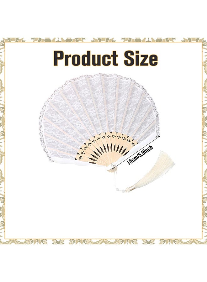 YelaJoy White Hand Fan Lace Folding Fan with Gift Bag Bride Wedding Fan for Wedding Decorations Bridesmaids Guests Gifts Birthday Dancing Festival Party Favor - Image 3