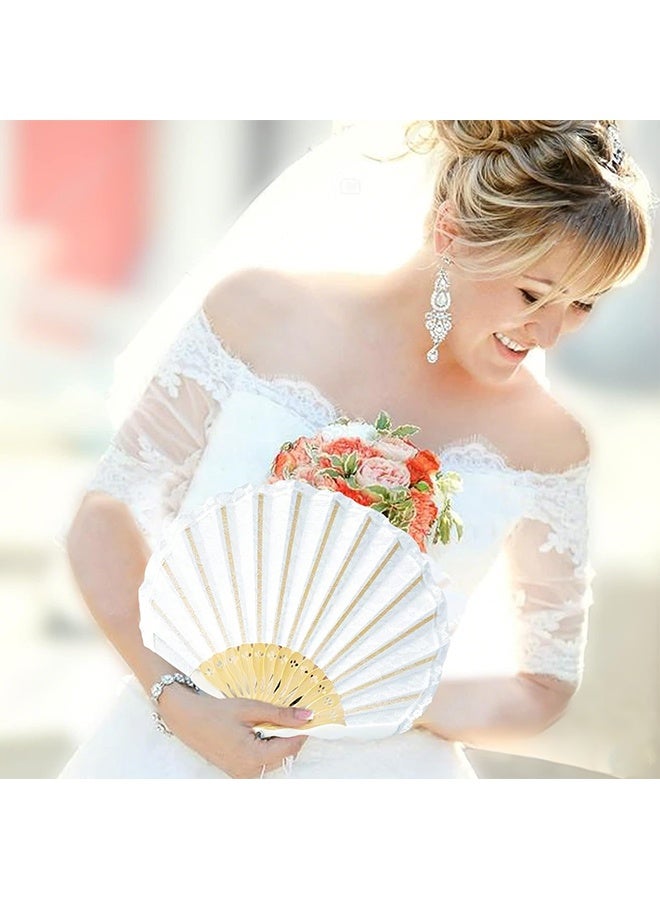 YelaJoy White Hand Fan Lace Folding Fan with Gift Bag Bride Wedding Fan for Wedding Decorations Bridesmaids Guests Gifts Birthday Dancing Festival Party Favor - Image 5