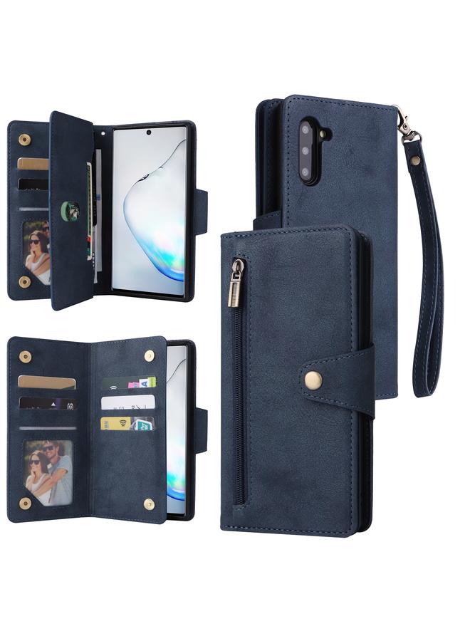 اس-توب جراب لهاتف Samsung Galaxy Note10، جراب جلدي قابل للطي بثلاثة أضعاف مع مشبك برشام و9 بطاقات - Image 1