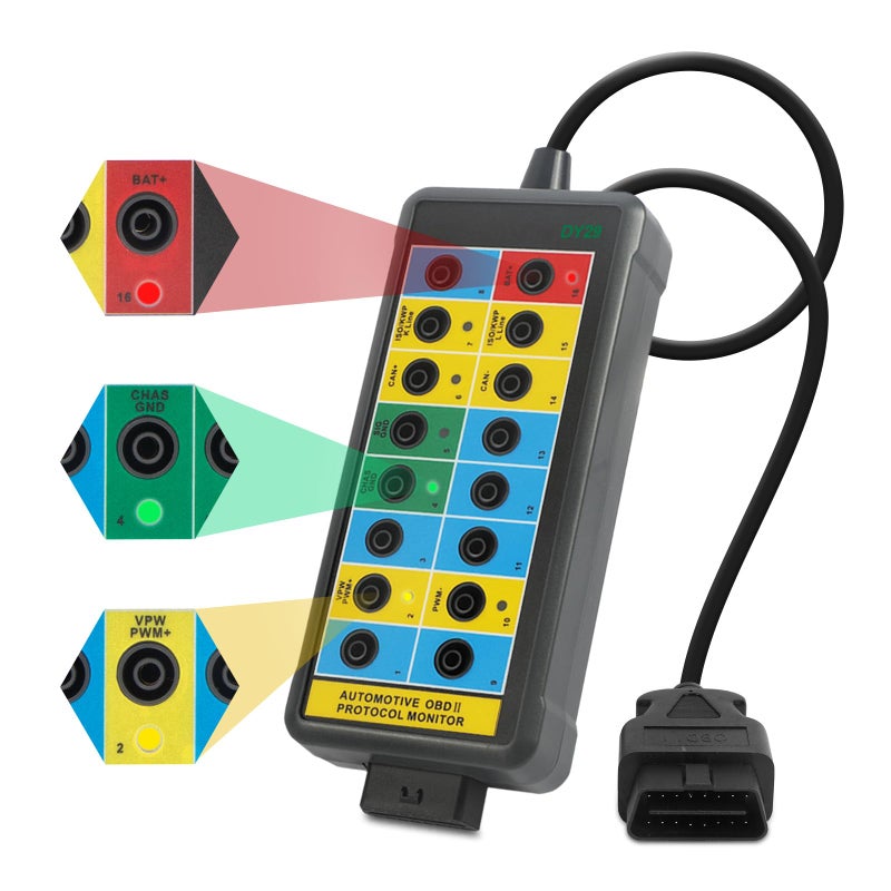 صندوق تفريغ OBD2 كاشف بروتوكول OBDII القوي للكشف عن الاتصال/الطاقة/الأرض